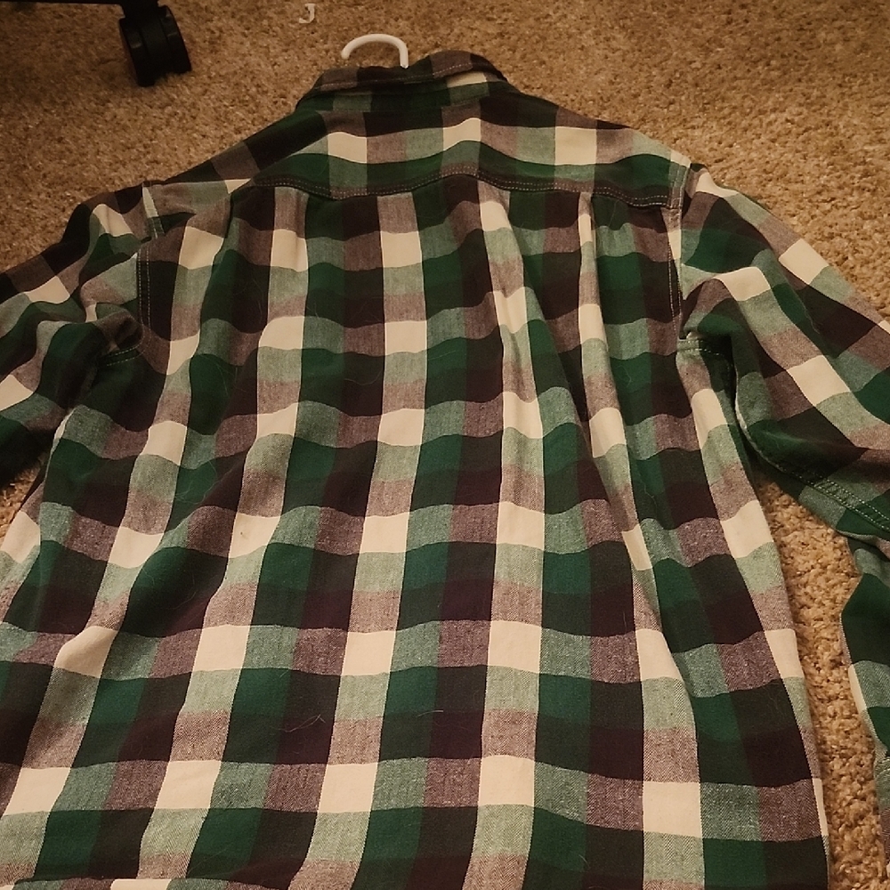 Faded Glory Green and Black Checkered Shirt